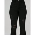 thumbnail image 4 of Flare Jeans for women High Waisted Distressed Pockets Fashionable Hip Lifting Raw Hem Button Zipper Vacation, 4 of 5