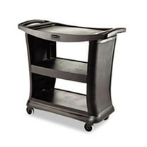 Rubbermaid Commercial  Executive Service Cart- Black - 3-Shelf - 300lbs Capacity