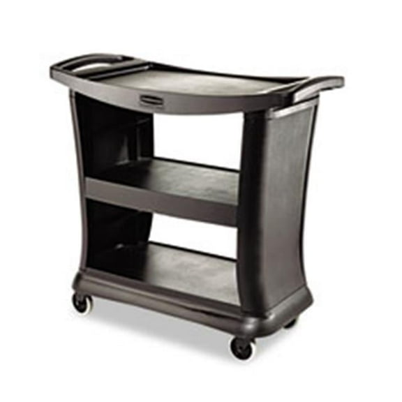 Rubbermaid Commercial  Executive Service Cart- Black - 3-Shelf - 300lbs Capacity