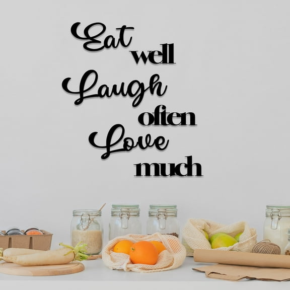 Craftnamesign Eat Well Laugh Often Love Much Metal Wall Art, Kitchen Wall Decor