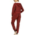 thumbnail image 3 of Seyurigaoka Women's Pajama, Plaid Jumpsuit Drawstring Hemming One Piece Garment, 3 of 6