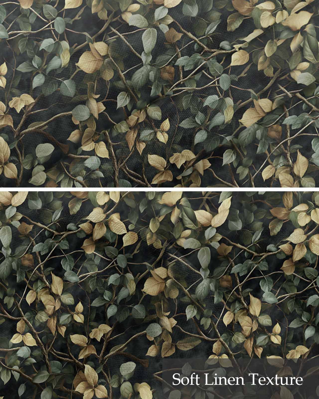 Branches Green Leaves Kitchen Valances for Windows Farmhouse Linen Window Valance Curtain for Living Room Window Treatment Vintage Botanical Forest Valance Rod Pocket Topper Drape, 60 x 18 Inch