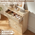 thumbnail image 4 of 5 Drawer Dresser for Bedroom, Rattan Chest of Dressers, Modern Dresser Chest with Golden Handles, Beside Table for Closet, Living Room&Entryway, Natural, 4 of 8