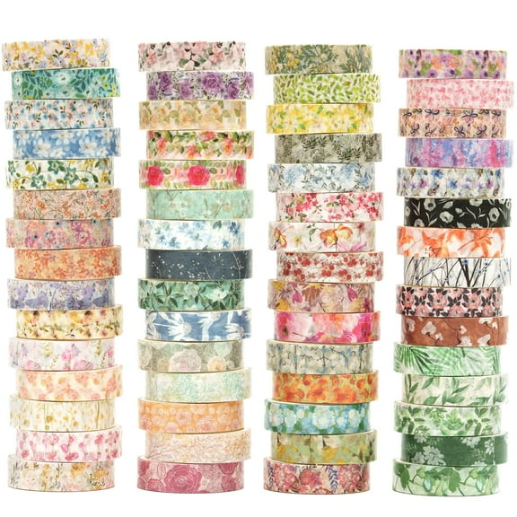 YUBX Flowers Washi Tape Pack 60 Rolls Floral Arts Decorative Tapes - Spring