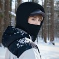 thumbnail image 4 of UTSJKR Unisex Three In One Multifunctional Thick Fleece Trapper Hat, Windproof Cold Proof Design, Outdoor Cycling Skiing All Weather Warm Headgear Black, 4 of 5