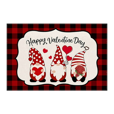 

Baocc home decor Valentine s Day Placemat Red Lattice Love Truck Pattern Western Placemat Tablecloth Decorative Table Banner A