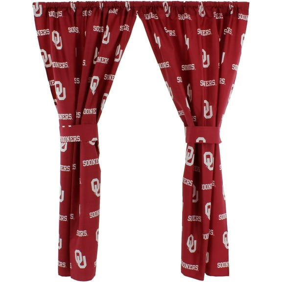 Oklahoma Sooners 100% Polyester, 63" Curtain Panels, Set of 2