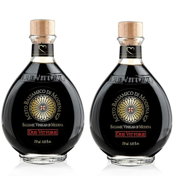 Oro Gold, Barrel Aged Balsamic Vinegar of Modena IGP Without Cork Pourer, All-Natural, Extra Dense Premium Vinegar Aceto Balsamico di Modena IGP Italy - 8.45fl oz / 250ml - Pack of 2