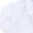 thumbnail image 5 of WhouRiu Toddler Girls' Shirts Puff Sleeved V Neck Button White Shirt Child Formal Comfy School Tops White,Sizes 4-5, 5 of 8