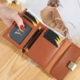 thumbnail image 4 of Monederos pequeños Dinheiro para mujer, de piel, con dos pliegues, monedero, tarjetero, 4 of 5