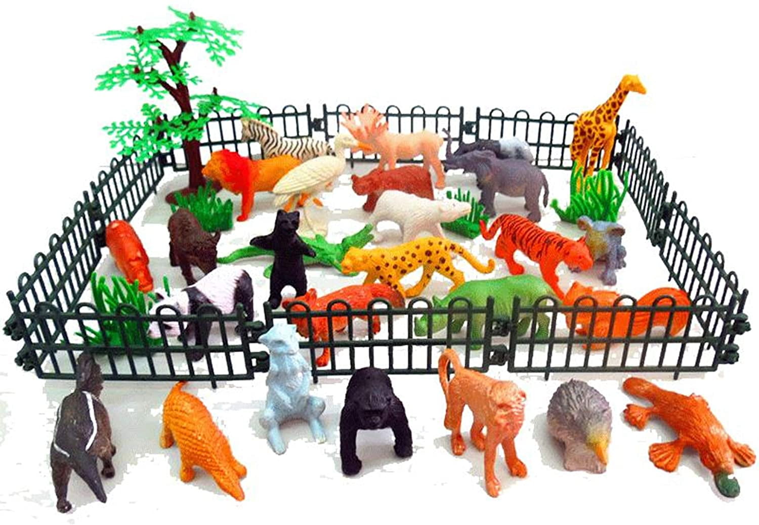Large Safari Wild Zoo Animal Toy Figures Plastic Tiger Elephant Boxed Set of 8 