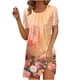 thumbnail image 2 of Puntoco Vestido De Verano Para Mujer, Informal, Estampado, De Playa, Manga Corta, Cuello Redondo, Suelto, Camiseta Sin Mangas, Vestido De Manga Corta Con Cuello Redondo, Dorado Xxxxl, 2 of 5