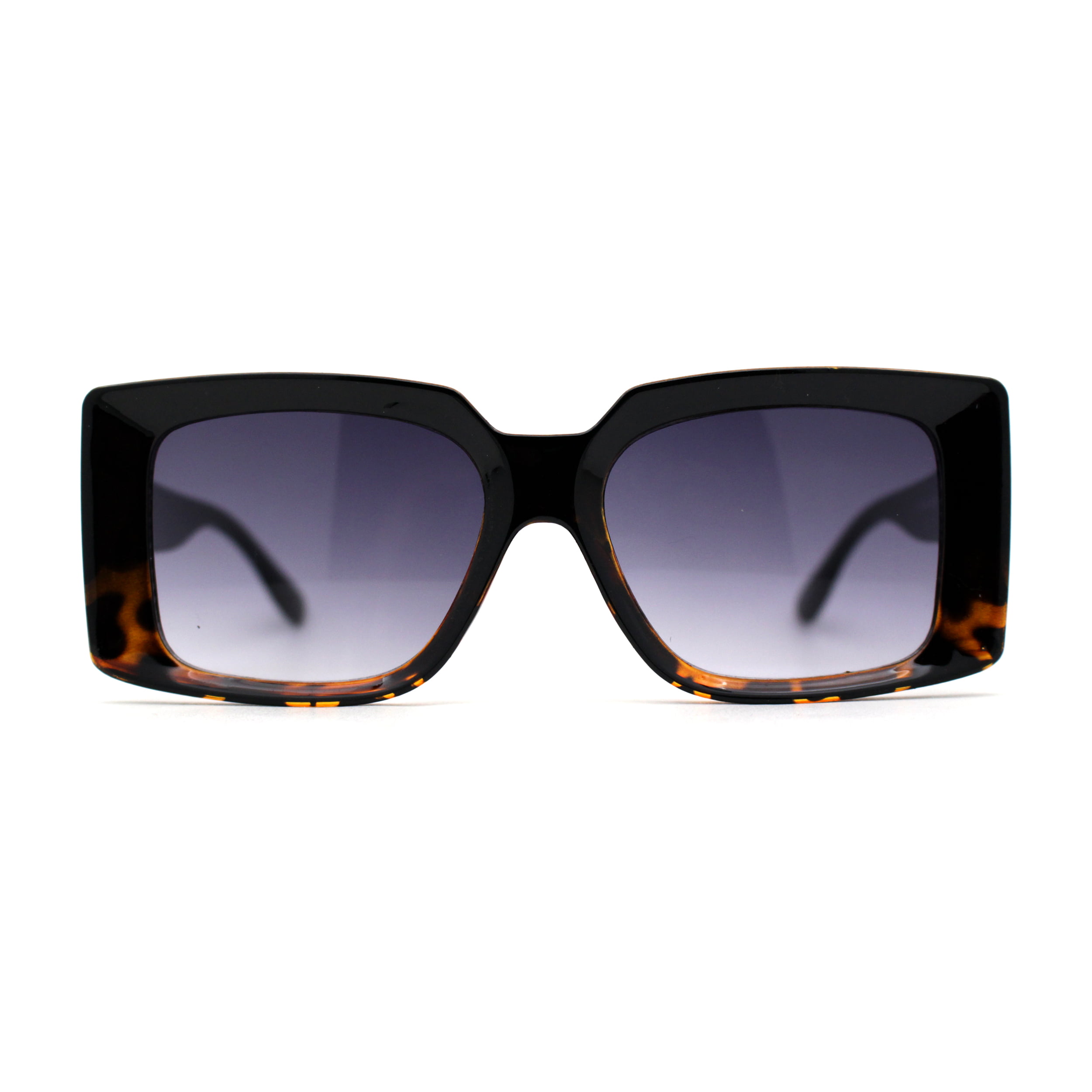 Sa106 Womens Mod Square Thick Rectangle Sunglasses Black Tortoise Smoke