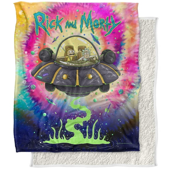 Rick and Morty Blanket, 50'x60' Spacial Breakthrough Silky Touch Sherpa Back Super Soft Throw Blanket