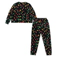 thumbnail image 5 of SCRAWLGOD Christmas Lights Pajamas for Women Long Sleeve Pj Set Women Sleepwear Crewneck Fall Pjs for Women Size S Comfortable 2-Piece Outfits for Women, 5 of 7