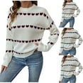 thumbnail image 2 of Fengactive Cute Heart Graphic Sweater for Women Knitted Top Casual Crewneck Long Sleeve Sweaters Pullover, 2 of 9