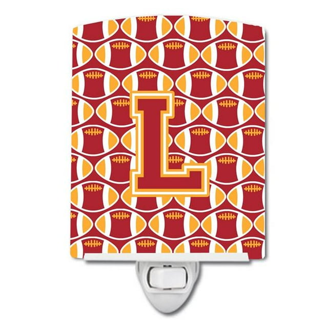 Carolines Treasures CJ1070-LCNL Letter L Football Cardinal & Gold Ceramic Night Light