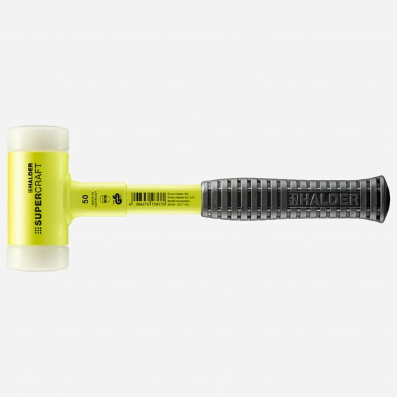 Halder Supercraft HI-VIZ Dead Blow, Non-Rebounding Hammer with Nylon Face Inserts and Steel Housing, 1.97" / 40.57 oz.