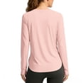 thumbnail image 3 of Women's Long Sleeve UPF 50+ Sun Shirt, Loose Fit Breathable Polyester Workout Top for Outdoor Yoga, Running, Hiking, and Sun Protection, Solid Color Athletic Layer Light Pink S, 3 of 5