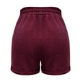 thumbnail image 4 of Comdrip Womens Linen Shorts, Women's Fashion Casual High Waist Pants Straight Leg Sports Casual Loose Shorts Cotton Linen Shorts for Women Wine M, 4 of 7