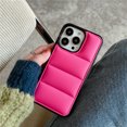 thumbnail image 1 of Liquid Down Jacket Airbag Case For iPhone 16 15 14 Plus 13 12 Mini 11 Pro Max X XR XS Max Bumper Padded Candy Color Rugged Cover Rose Red For iPhone 16Pro Max, 1 of 6