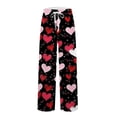 thumbnail image 6 of Men's Drawstring Pocket Cuffed Casual Pants, Valentine's Day Print Home Sleep Pants for Gift, Holiday and Relaxation,Black,L, 6 of 7