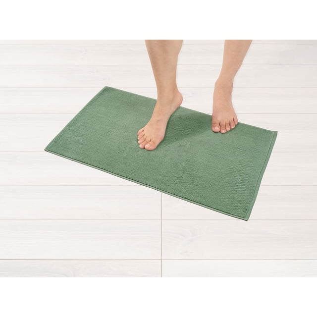 Alfombra de baño American Soft Linen 100% algodón, 43 x 61 cm, color verde salvia
