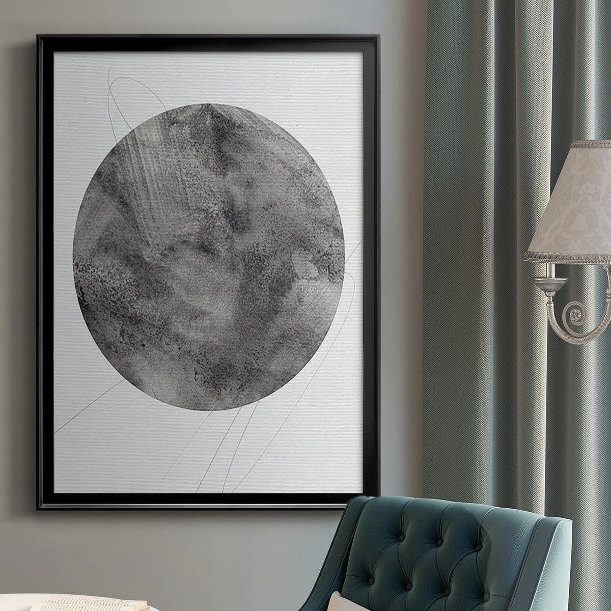 Graphite Moon II Premium Framed Print, in Gold, Black, or Silver - Ready to Hang