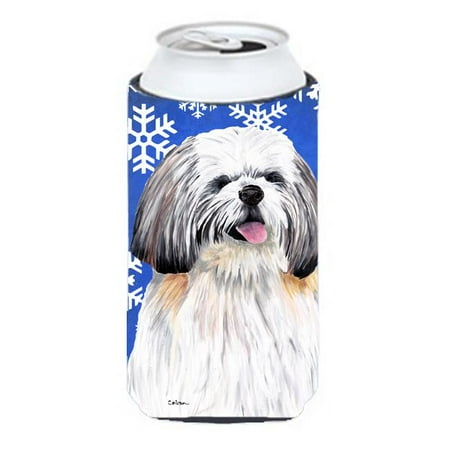 

Shih Tzu Winter Snowflakes Holiday Tall Boy bottle sleeve Hugger