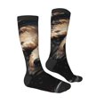 thumbnail image 3 of Picia Women Crew Soft Moisture-wicking Socks Urban Bear With Headphones Pattern Design Cotton Socks, One Size fit All, 3 of 9