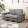 thumbnail image 3 of 3 in 1 Convertible Sleeper Sofa, Modern Upholstered Foldable Tufted Loveseat with Pull-Out Sleeper Couch Bed and Side Pockets, Love Seat Lounge Sofa Furniture for Living Room, Light Gray, 3 of 9