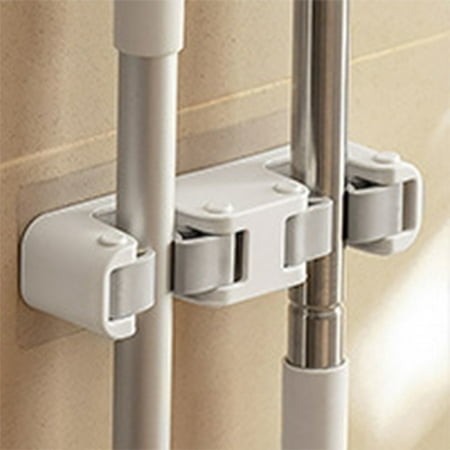 

Mop Broom Holder Self Adhesive Broom Hanger Mop Spring Clips Wall-Mounted