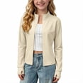 thumbnail image 2 of SERTGUTR Girls Zip Up Jacket, Stand Collar Long Sleeve Thumbhole Top, Cropped Stretch Yoga Running Coat, Everyday School Fitness Sports Jacket, 2 of 7