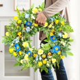 thumbnail image 4 of Corona WANNA-CUL de 61 cm con flores azules y amarillas para primavera y verano, 4 of 7