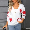 thumbnail image 4 of Sakmal Comfy Chunky Cardigan Sweaters for Women Button Down Warm Cardigan Heart Print Long Sleeve White Sweater Top, 4 of 8