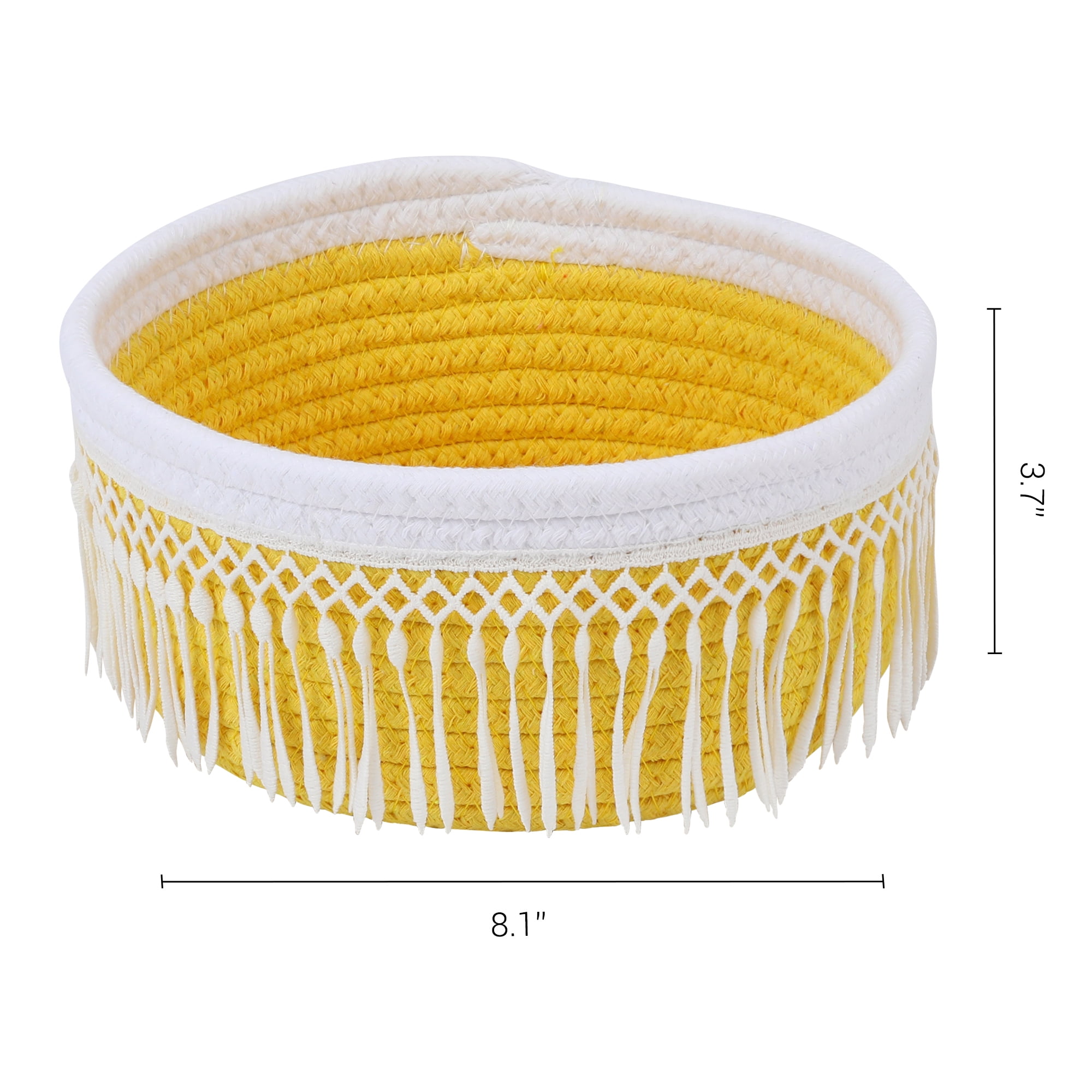 Unique Bargains 1 Pack Woven Storage Basket for Entryway Desk Yellow 8.1*3.7in
