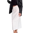 thumbnail image 2 of Women'S Stretch Denim High Waisted Jean Skirt with Frayed Raw Hem and Pockets White S, 2 of 9