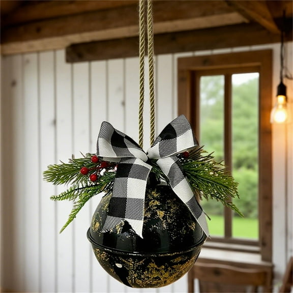 EZPXFCI Black Christmas Jingle Bells Ornaments - 5.9Tree Pendant, Holiday Party Supplies for Christmas Decor, Wreath, Window Memorial Ornament