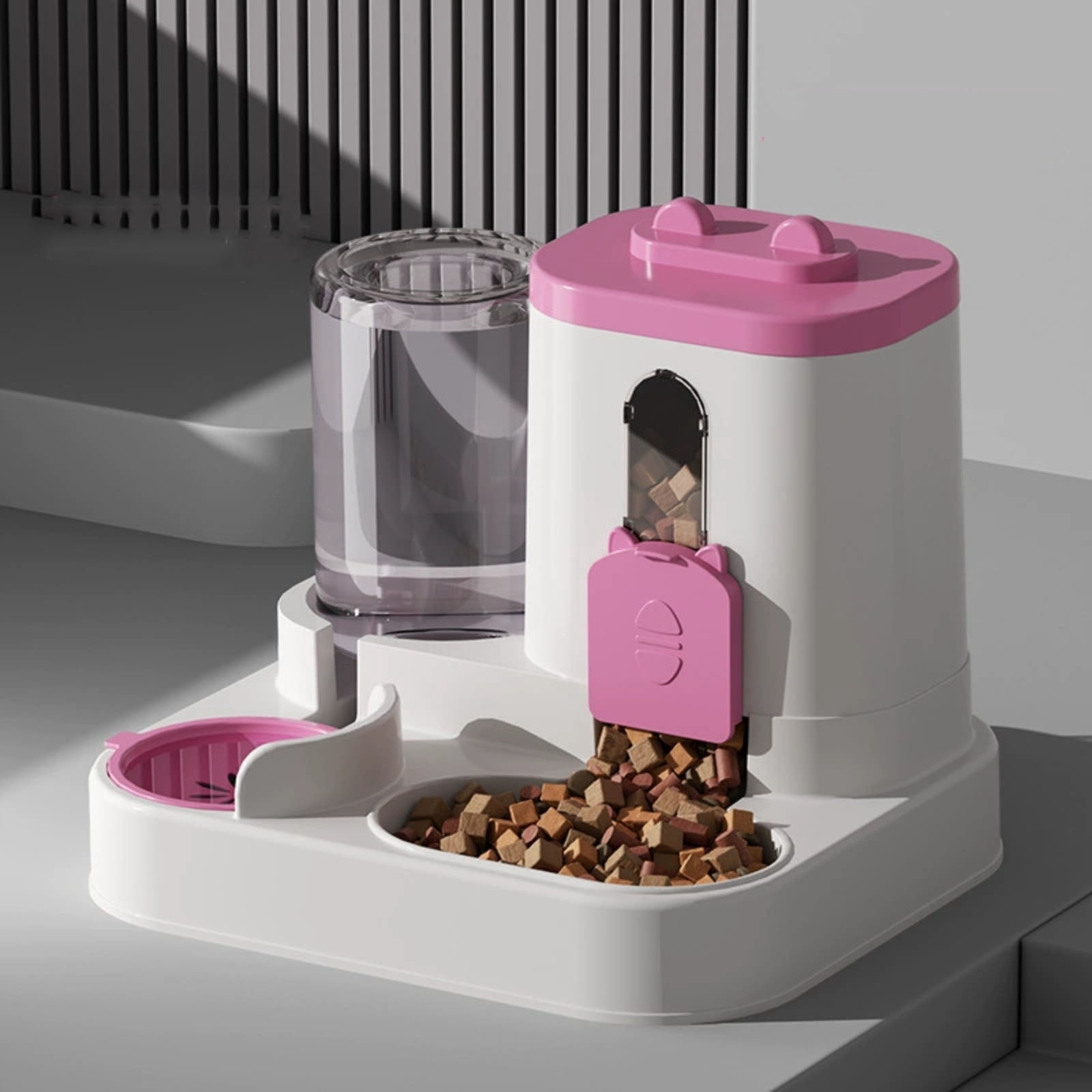 Viflosae Automatic Cat Feeder Automatic Pet Feeder and Water Dispenser 2 in 1 Large Capacity Self Feeding Station for Small and Medium Dogs Puppy Food and Water Bowl Set Convenient