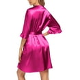 thumbnail image 4 of Ekouaer Women Satin Kimono Robe Valentines Lingerie Ruffle Belted 3/4 Sleeve Bathrobe for Bridesmaids, Wedding & Special Occasions, 4 of 7
