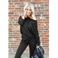 thumbnail image 3 of Conjunto Deportivo PRETTYGARDEN Otoño Mujer 2 Piezas Tejido Acanalado Negro S, 3 of 8