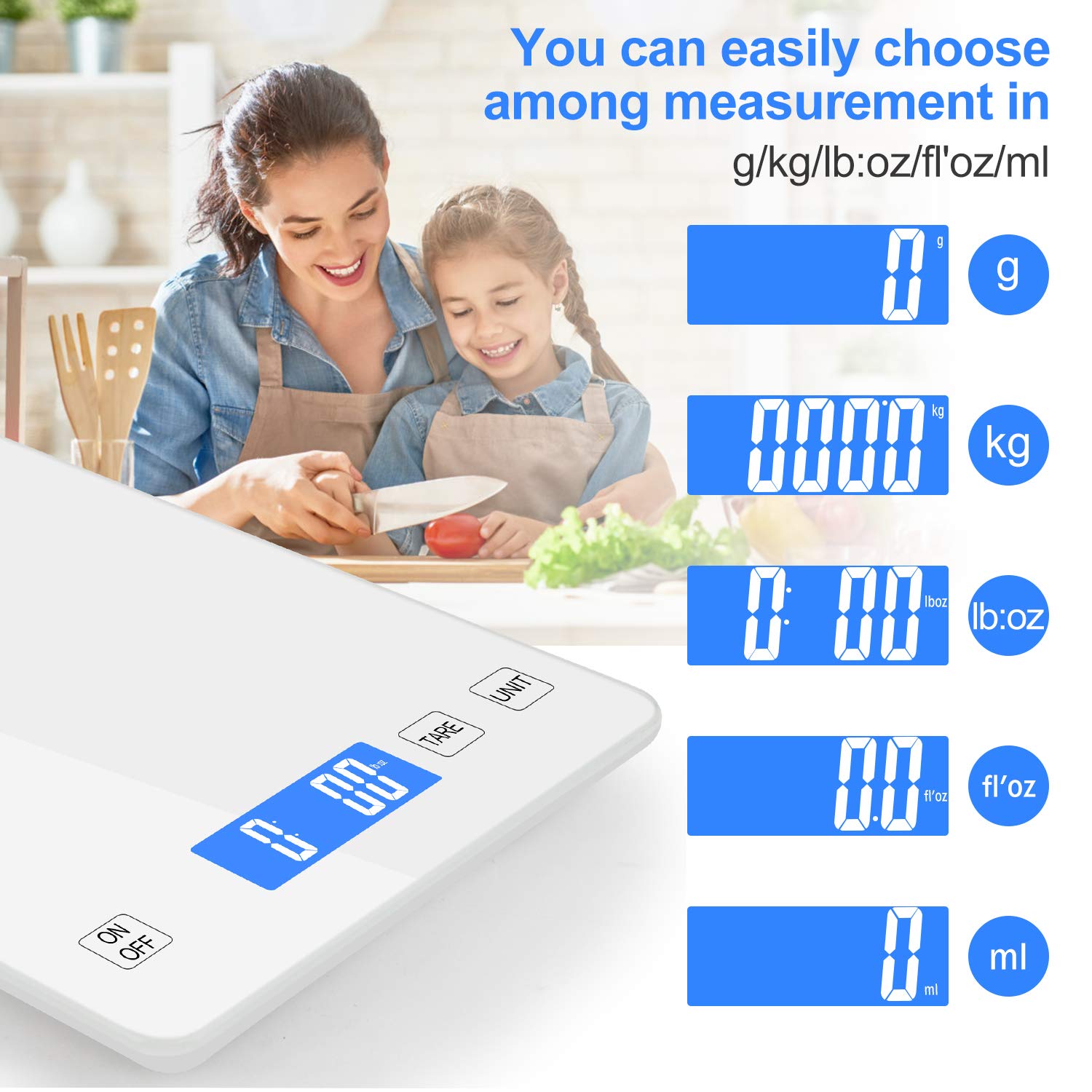 SUGIFT Food Kitchen Scale, 22lbs Digital Food Scale for Cooking and Baking 1g/0.1oz Precise Graduation