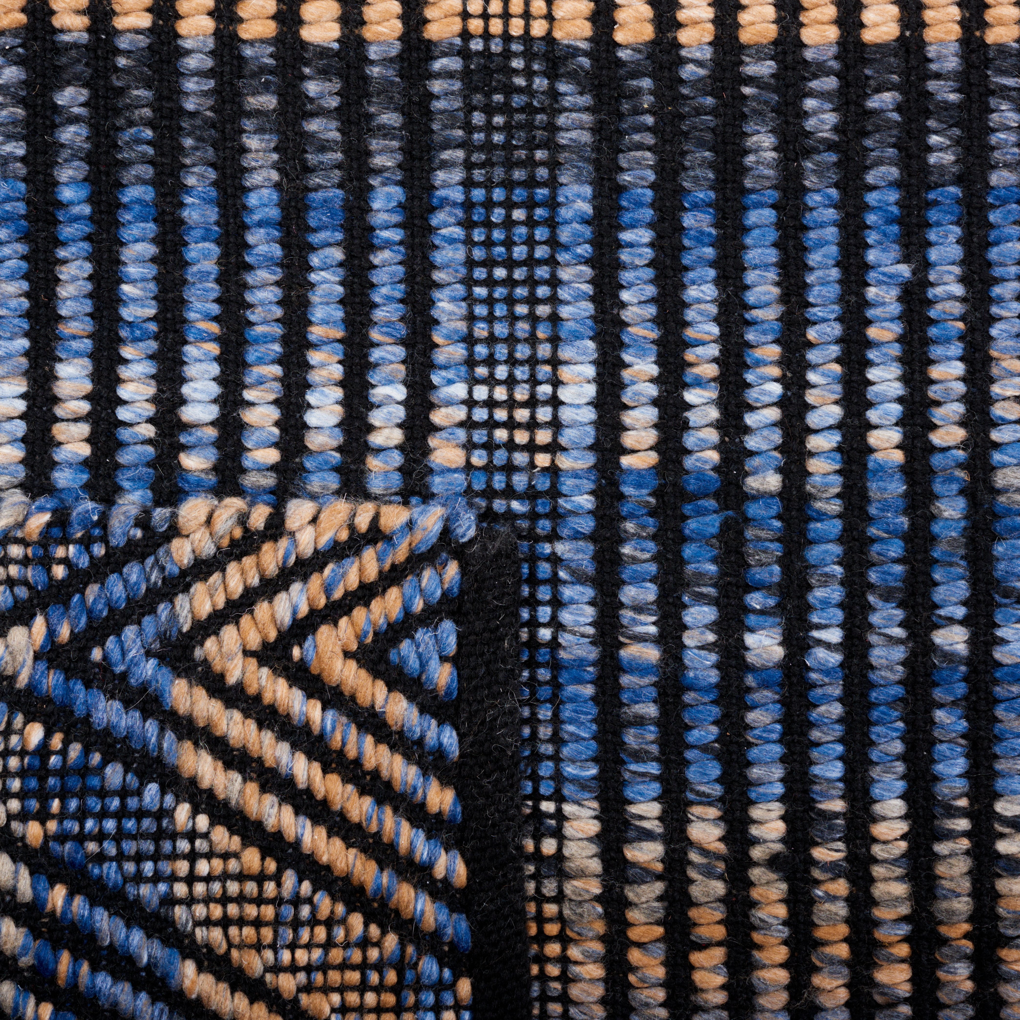 SAFAVIEH Natura Diggory Geometric Polyester Area Rug, Blue/Orange, 4' x 6'
