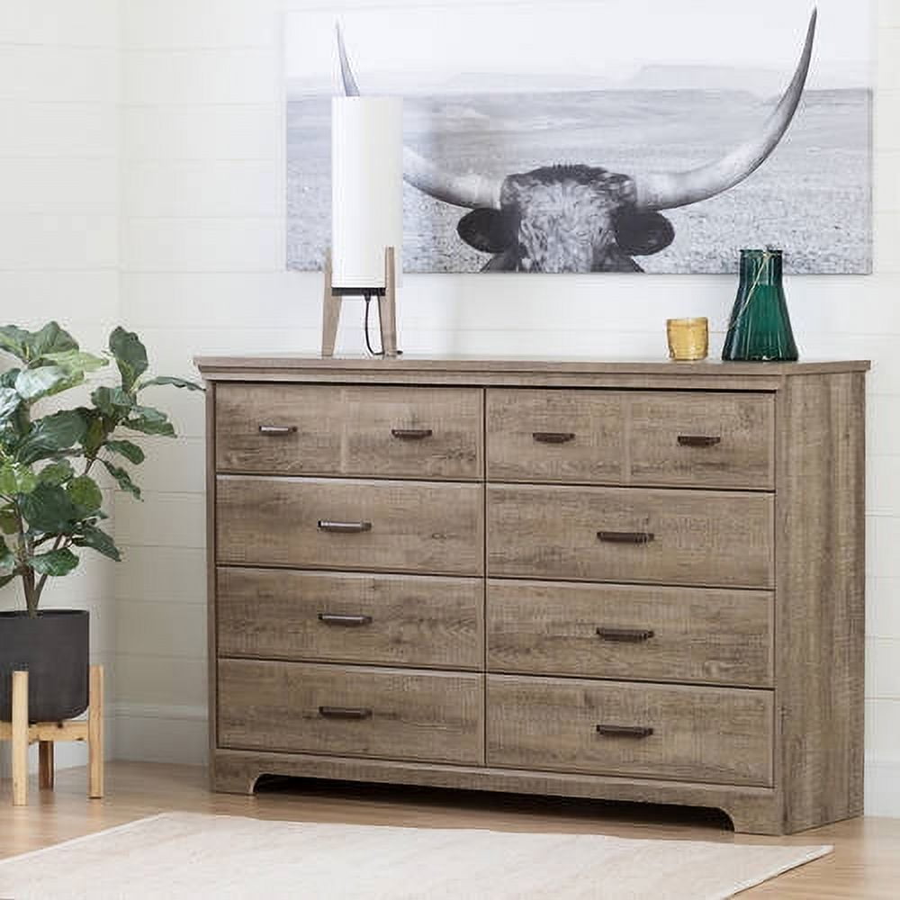 South Shore Versa 8-Drawer Dresser for Adult, in Weathered Oak