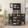 thumbnail image 2 of HOMCOM 66.5" Kitchen Pantry Freestanding Storage Cabinet with Hutch Black, 2 of 10