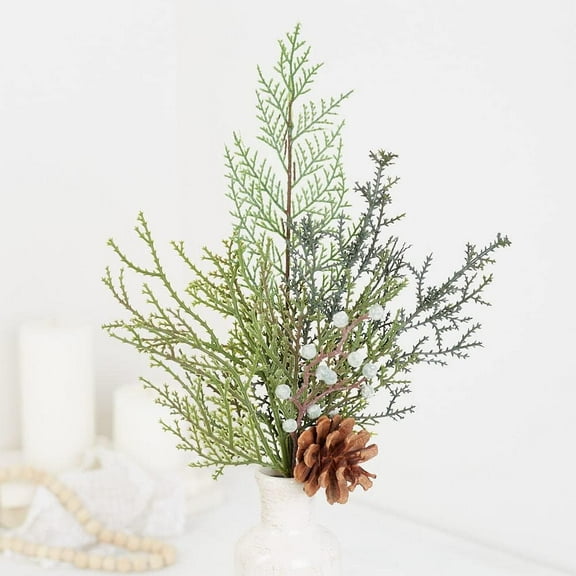 Set of 12 Weather Resistant Artificial Cypress Picks for Holiday Decorating and Christmas Floral Arrangements by Factory Direct Craft (21" H)