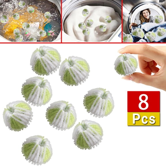 8-Pack Pet Hair Remover Laundry Balls, Reusable Lint Remover for Clothes, Dogs & Cats Hair Removal, Microfiber Dryer Balls for Washing Machine, Effective Fluff Removal, Useful White Elephant Gift