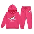 thumbnail image 2 of Tfken Outfit Set For Children Girls Elegant Cartoon Print Hooded Hoodies Sweatpants Long Sleeve Pink Outfits Sets Size 4-5 Years, 2 of 4