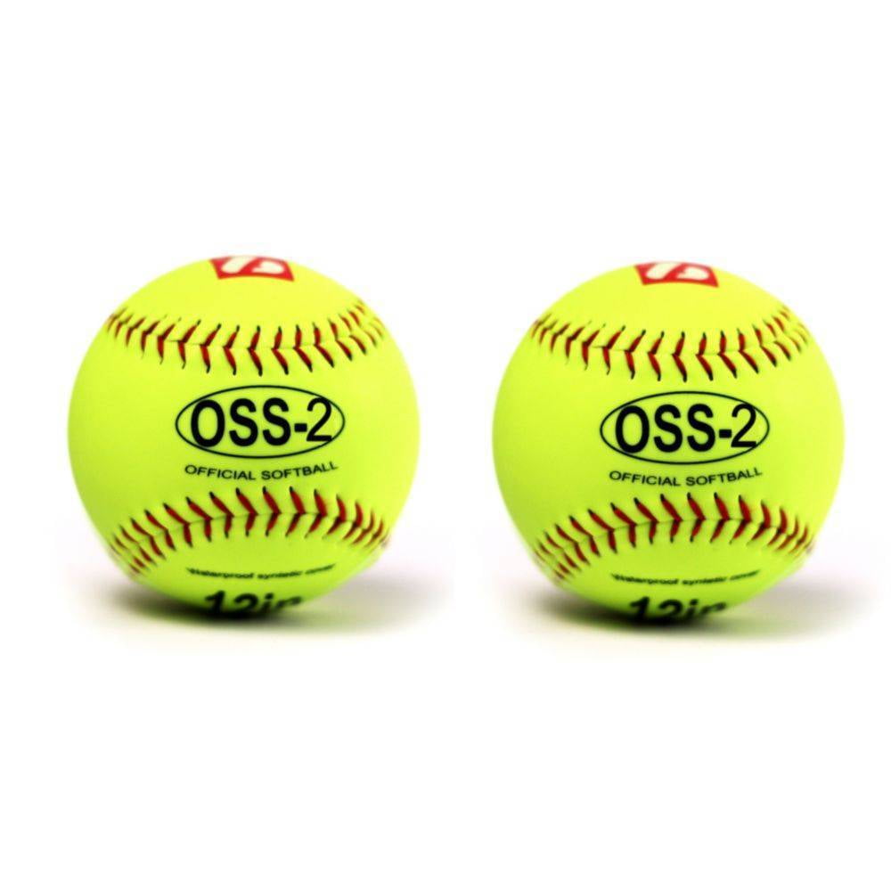 OSS2 Practice softball ball, soft touch, size 12", white, 2 pieces