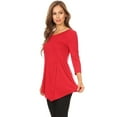 thumbnail image 2 of Women's Solid Basic Casual Side Button Trim Round Neck Blouse Shirt Tunic Top, 2 of 5